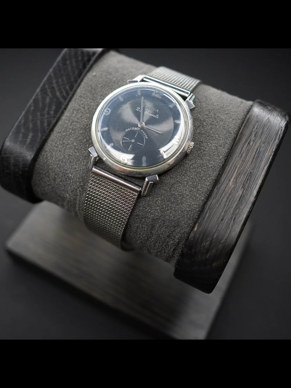 Vintage 1959 Bulova 23 Jewels Manual Wind Black Dial 10KT RGP Waterproof Watch